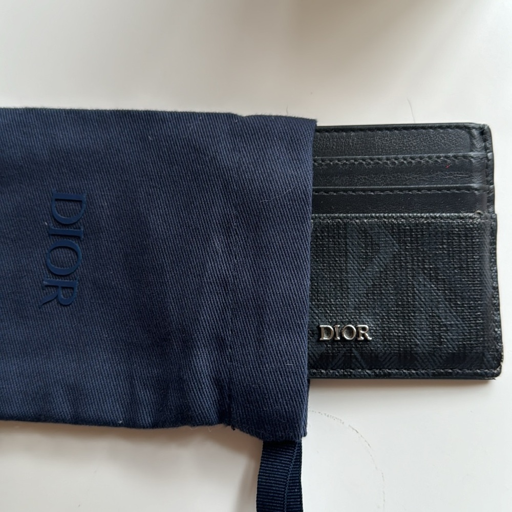 Christian Dior CD Diamond Pattern Black Card Holder